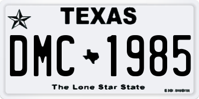 TX license plate DMC1985