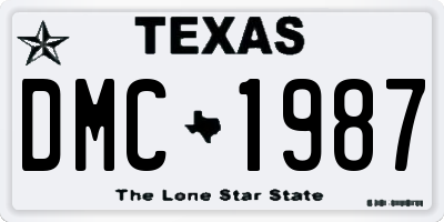 TX license plate DMC1987