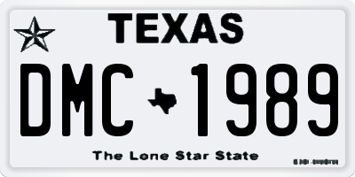 TX license plate DMC1989