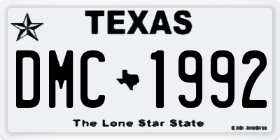 TX license plate DMC1992