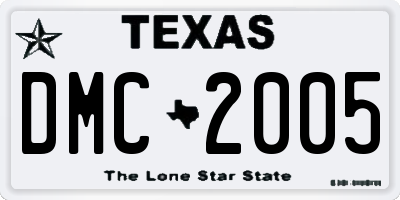 TX license plate DMC2005