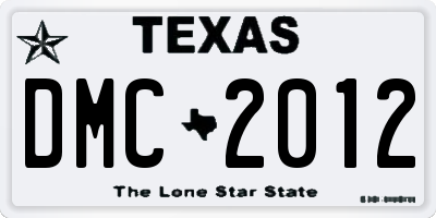 TX license plate DMC2012