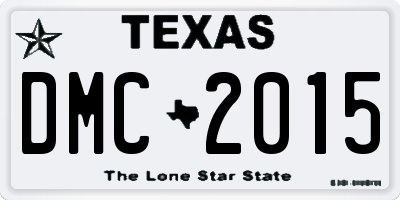 TX license plate DMC2015