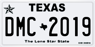 TX license plate DMC2019