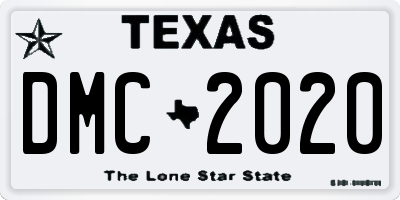TX license plate DMC2020