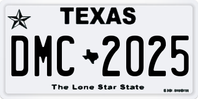 TX license plate DMC2025