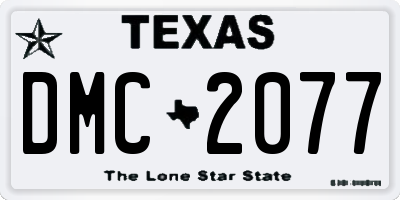 TX license plate DMC2077