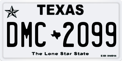 TX license plate DMC2099
