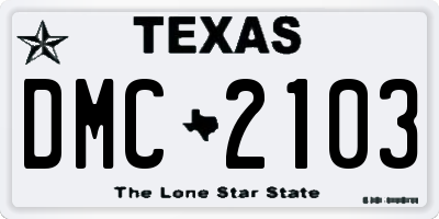 TX license plate DMC2103