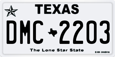 TX license plate DMC2203