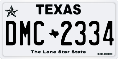 TX license plate DMC2334