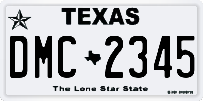 TX license plate DMC2345