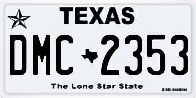 TX license plate DMC2353