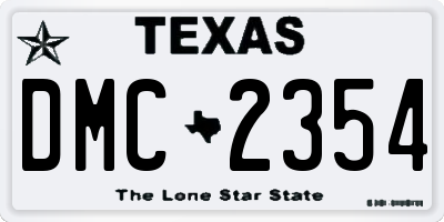 TX license plate DMC2354