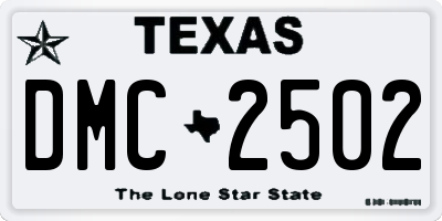 TX license plate DMC2502