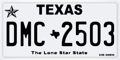 TX license plate DMC2503