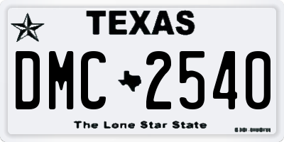 TX license plate DMC2540