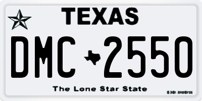 TX license plate DMC2550