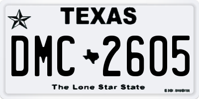 TX license plate DMC2605