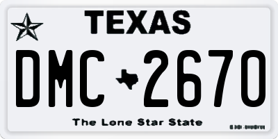 TX license plate DMC2670