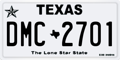 TX license plate DMC2701