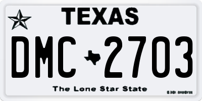 TX license plate DMC2703