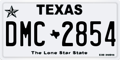 TX license plate DMC2854