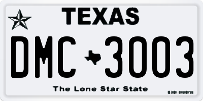 TX license plate DMC3003