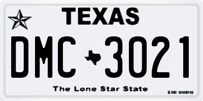 TX license plate DMC3021