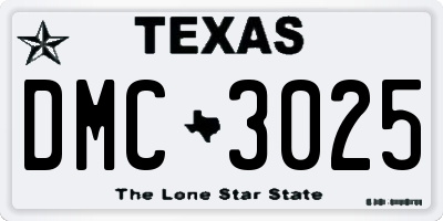 TX license plate DMC3025