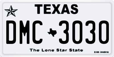 TX license plate DMC3030