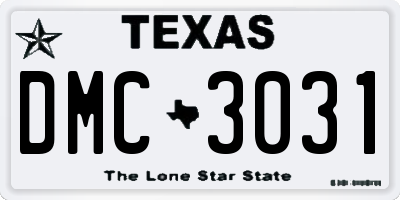 TX license plate DMC3031