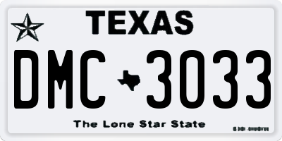 TX license plate DMC3033