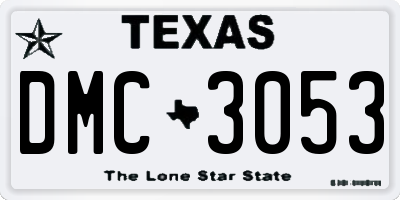 TX license plate DMC3053