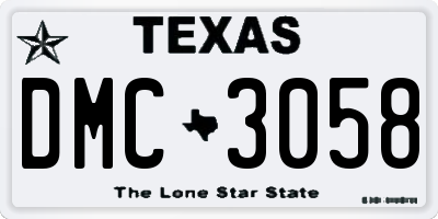 TX license plate DMC3058