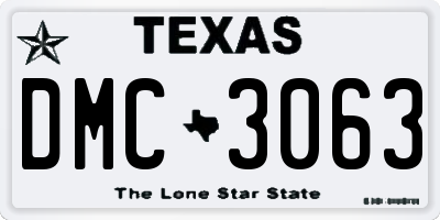 TX license plate DMC3063