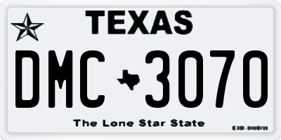 TX license plate DMC3070
