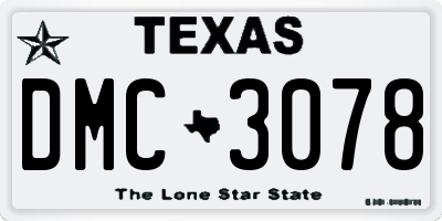 TX license plate DMC3078