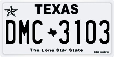 TX license plate DMC3103