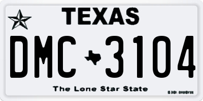 TX license plate DMC3104