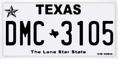 TX license plate DMC3105