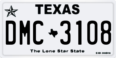 TX license plate DMC3108
