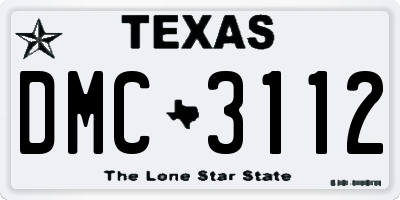 TX license plate DMC3112