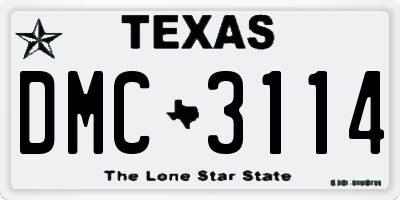 TX license plate DMC3114