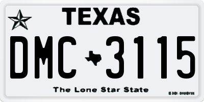 TX license plate DMC3115