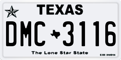 TX license plate DMC3116