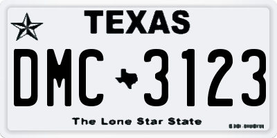 TX license plate DMC3123