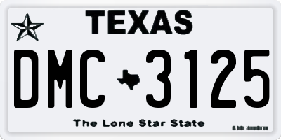 TX license plate DMC3125