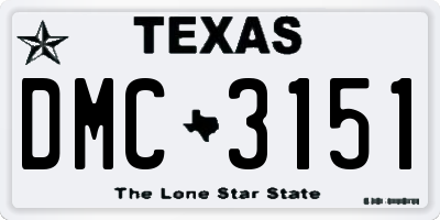 TX license plate DMC3151