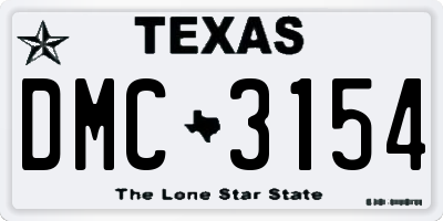 TX license plate DMC3154